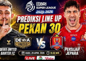 Persijap Jepara bersiap menghadapi Dewa United di Banten International Stadium pada laga BRI Super League 2025/26