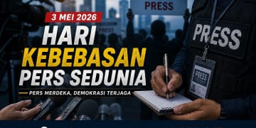 Ilustrasi jurnalis dan simbol kebebasan pers pada Hari Kebebasan Pers Sedunia 3 Mei 2026 Metro8.News