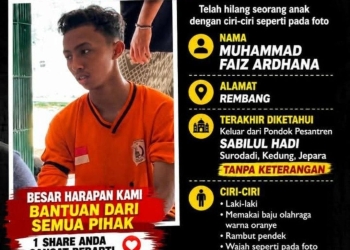 Poster informasi santri asal Rembang hilang saat mondok di pesantren Jepara