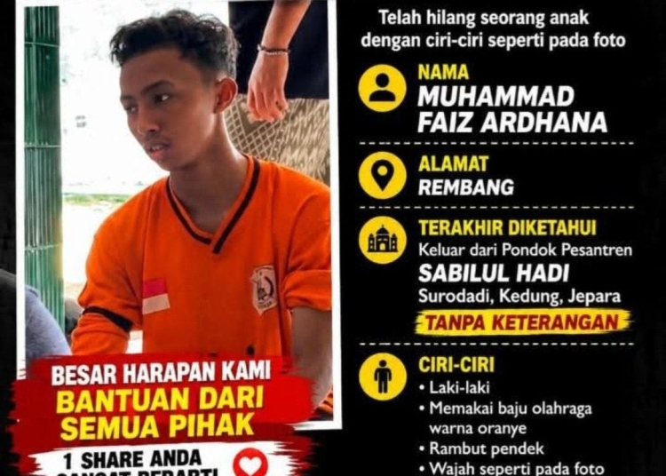 Poster informasi santri asal Rembang hilang saat mondok di pesantren Jepara