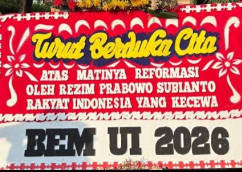 Aksi karangan bunga BEM UI di depan Istana Negara simbol kritik matinya reformasi