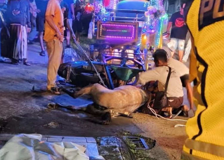 Kecelakaan motor vs delman di depan SMIK Jepara malam hari, satu korban tewas