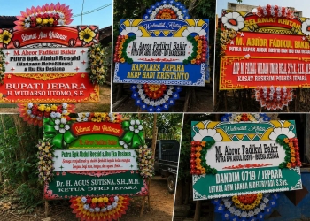 Karangan bunga Bupati dan Forkopimda Jepara di khitanan putra jurnalis Metro8.News