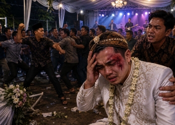 mempelai pria babak belur saat pesta pernikahan di Demak akibat ricuh dangdutan