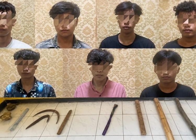 7 pemuda diamankan Satreskrim Polres Kudus terkait kasus tawuran dan pengeroyokan di Desa Karangrowo Kecamatan Undaan Kabupaten Kudus