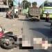 Kecelakaan maut di Lebuawu Pecangaan Jepara yang melibatkan sepeda motor dan truk kontainer di depan apotek