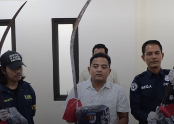 Polresta Pati mengamankan tujuh anggota gangster yang membawa senjata tajam saat hendak melakukan tawuran di Margorejo Pati