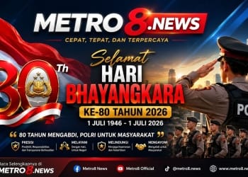Peringatan Hari Bhayangkara ke-80 dengan ucapan dari Pimpinan Redaksi dan Redaksi Metro8.news untuk Polri.