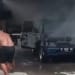 mobil terbakar akibat korsleting listrik di Desa Langon Kecamatan Tahunan Jepara, petugas Damkar memadamkan api.
