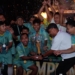 Anggota DPRD Jepara Muhammad Harisman Fauzan menyerahkan trofi kepada Tahunan FC juara Petinggi Cup 2 Karanggondang