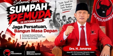 Drs. H. Junarso Ketua DPC PDI Perjuangan Kabupaten Jepara dan Wakil Ketua DPRD Jepara dalam momentum Hari Sumpah Pemuda 2026.